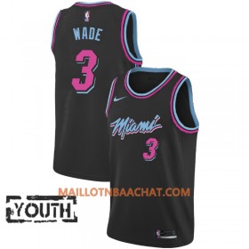 Maillot NBA Miami Heat Dwyane Wade 3 2018-19 Nike City Edition Noir Swingman - Enfant